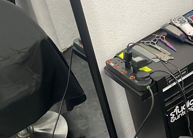 Styling tools neatly arranged at StudioGunteng, Cheras, Wilayah Persekutuan Kuala Lumpur, MY salon corner.