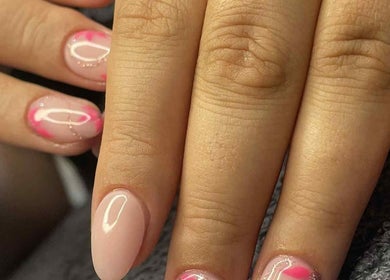 Stylish pink nail art at Leaf of Faith Beauty, Benoni, Gauteng, ZA, perfect for a chic and elegant look.