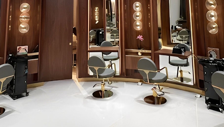 Luxurious salon styling stations at The Outré, Riyadh, Riyadh Province, SA, featuring modern decor.