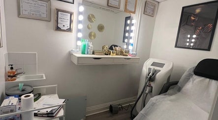 Elegant treatment room at AR Royal Beauty, Liverpool, England, GB, featuring sophisticated equipment and decor.