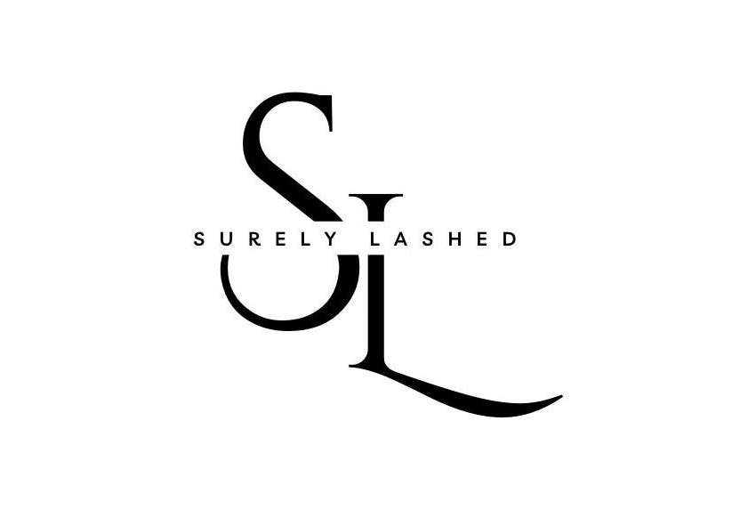 Surely Lashed logo with stylish letters at Kingston, St. Andrew Parish, JM.