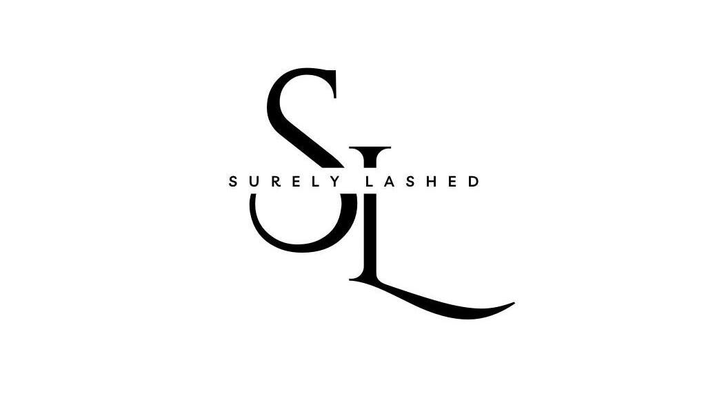 Surely Lashed logo with stylish letters at Kingston, St. Andrew Parish, JM.