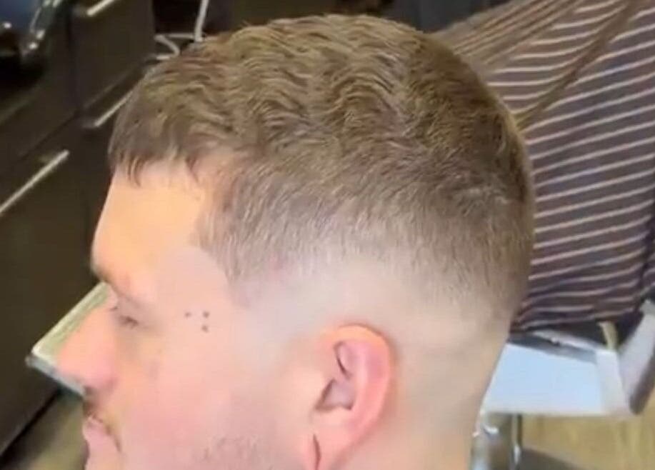 Man with a stylish fade haircut at Crispy Fades, High Prairie, Alberta, CA