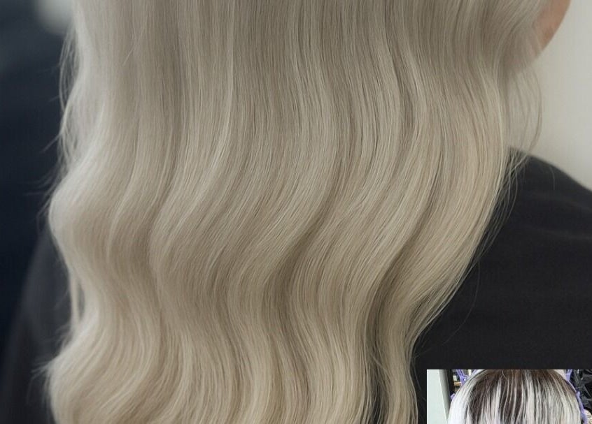 Silky blonde wavy hair styled at Little Hair Nation, Whangārei, Northland, NZ, showcasing expert coloring.