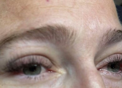 Close-up of beautifully shaped eyebrows at Brow Bros & Co, Glenella, Queensland, AU.