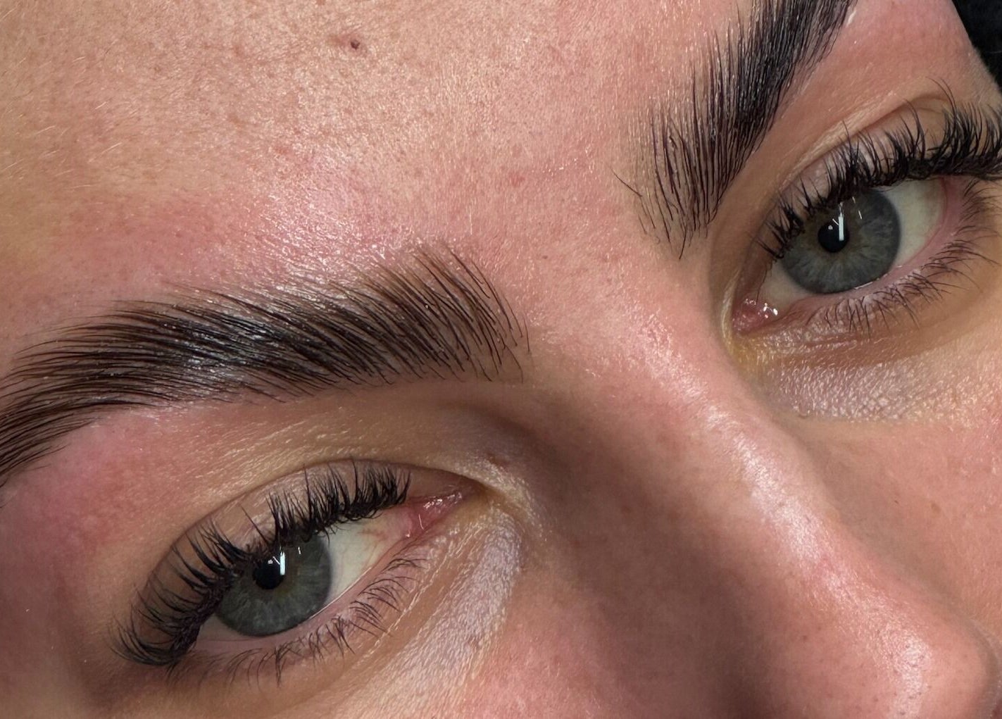 Close-up of expertly shaped eyebrows at Shape Brows in Rossendale, England, GB showcasing detailed beauty work.