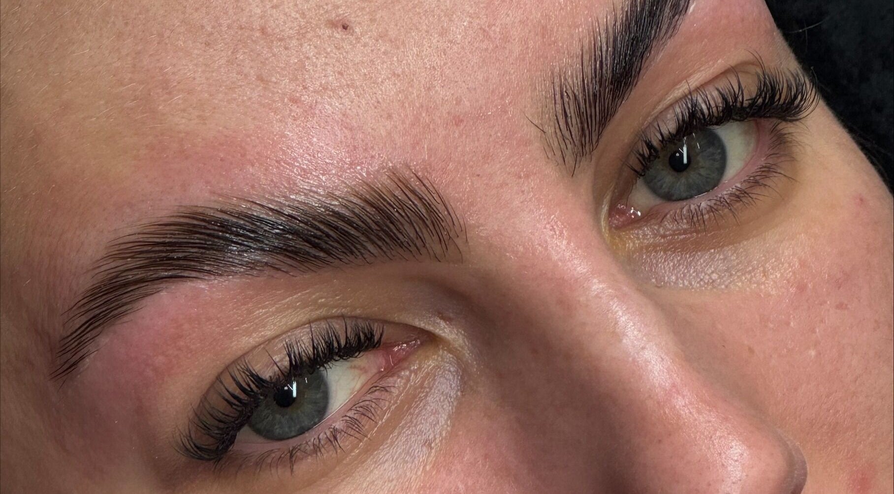 Close-up of expertly shaped eyebrows at Shape Brows in Rossendale, England, GB showcasing detailed beauty work.