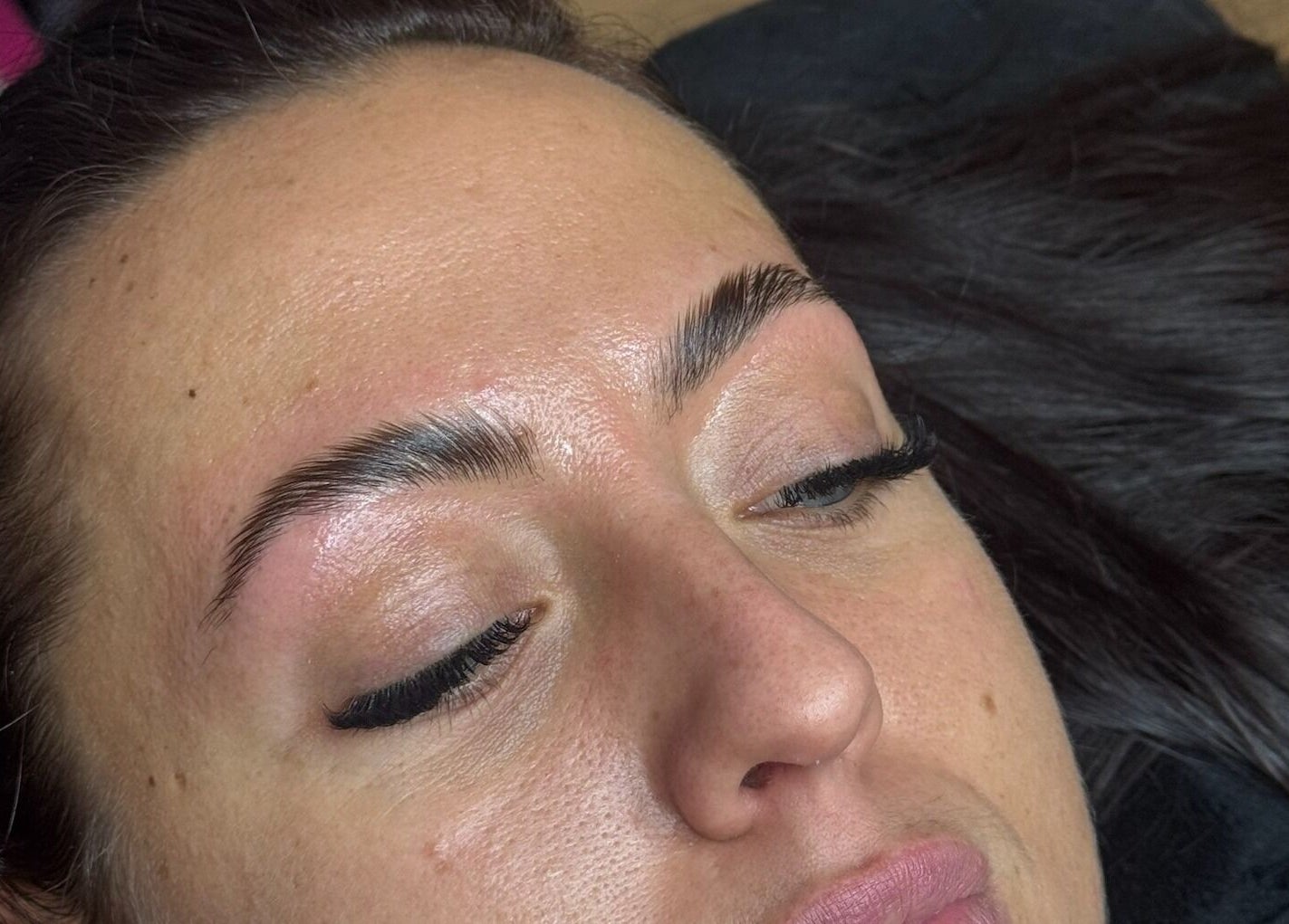 Close-up of expertly shaped brows at Shape Brows, Rossendale, England, GB.