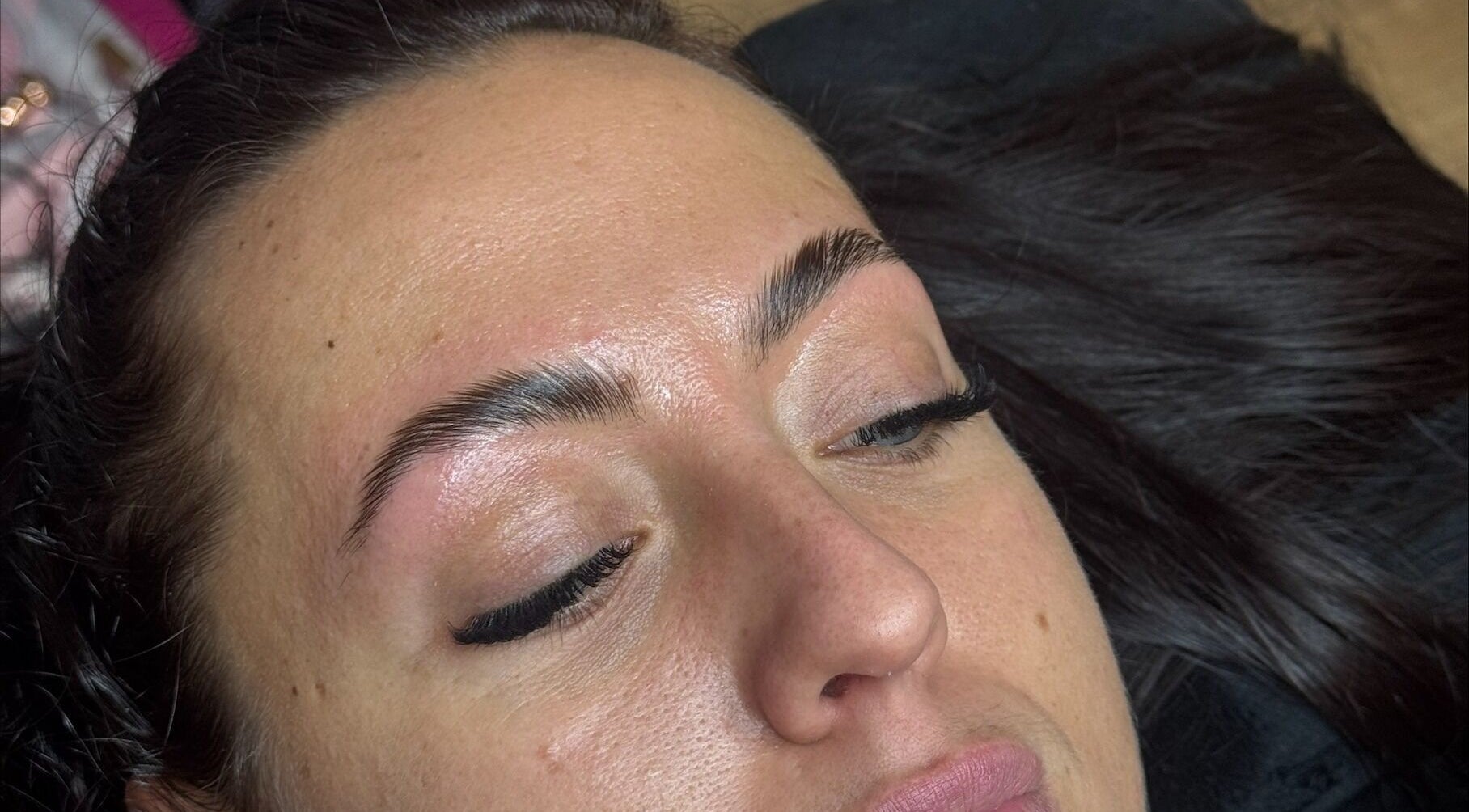 Close-up of expertly shaped brows at Shape Brows, Rossendale, England, GB.