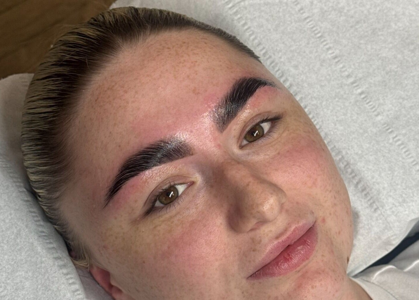 Freshly shaped brows at Shape Brows in Rossendale, England, GB on a relaxed client.
