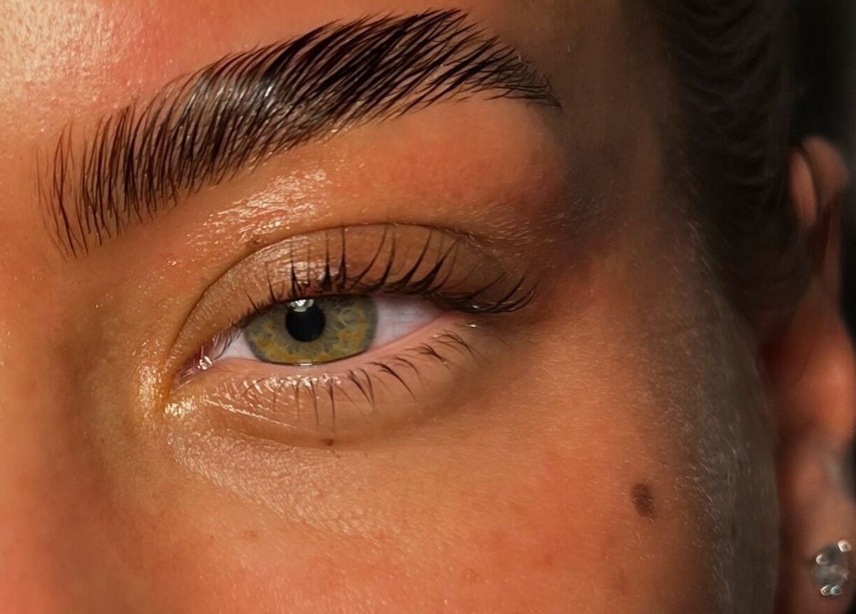 Close-up of styled eyebrows at DEFINED by Isobel Ruby, Lancaster, England, GB for beauty enhancement.