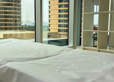 Relaxing spa room with Dubai skyline view at Sculptor By Aray Kairkanova Ladies Salon DUBAI MARINA, Dubai, AE.
