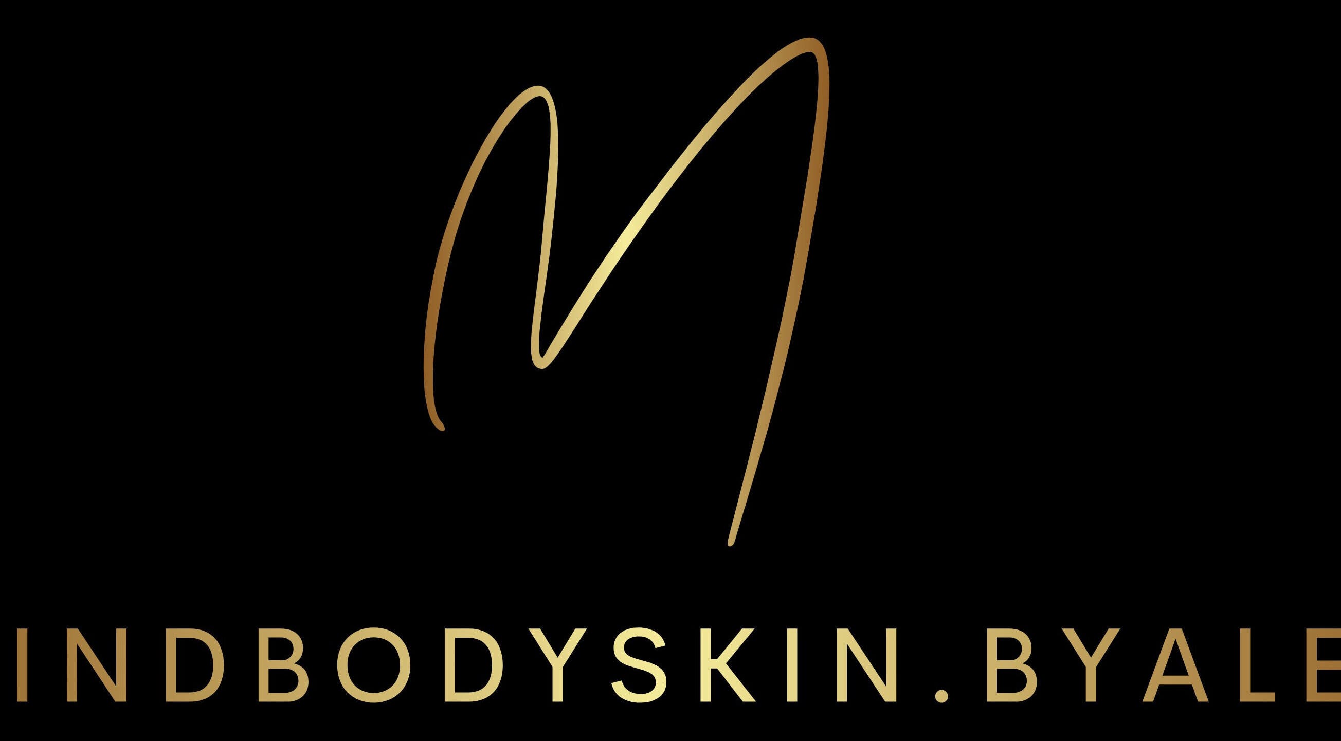 Elegant gold logo of Mindbodyskin.Byalex in Liverpool, England, GB, on a sleek black background.