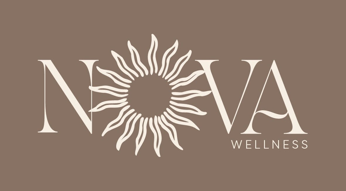 Elegant Nova Wellness logo with sunburst in Helston, GB.