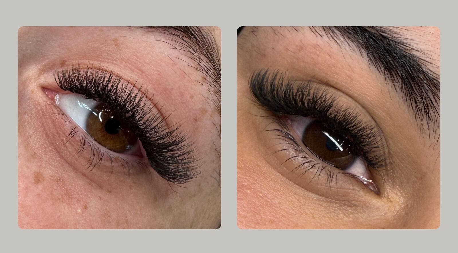 Extensiones de pestañas en Ikaros Nailash, Gijón, ES. Close-up de ojos con pestañas voluminosas.