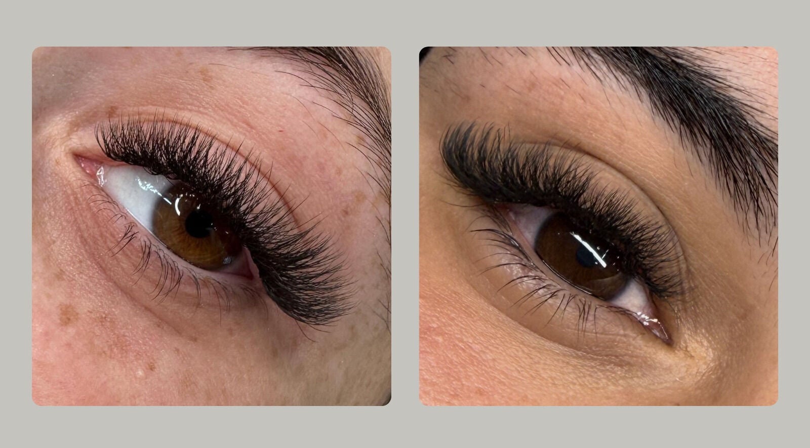 Extensiones de pestañas en Ikaros Nailash, Gijón, ES. Close-up de ojos con pestañas voluminosas.