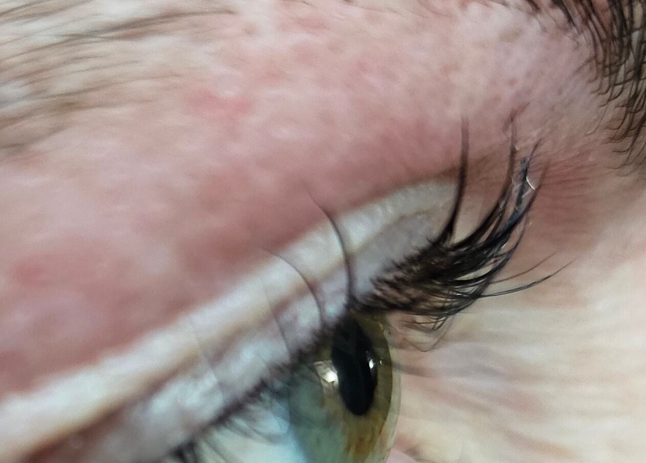 Close-up of beautifully shaped eyebrow and lashes at Brow Wow and Scalp Ethic, Kirkcaldy, Scotland, GB.