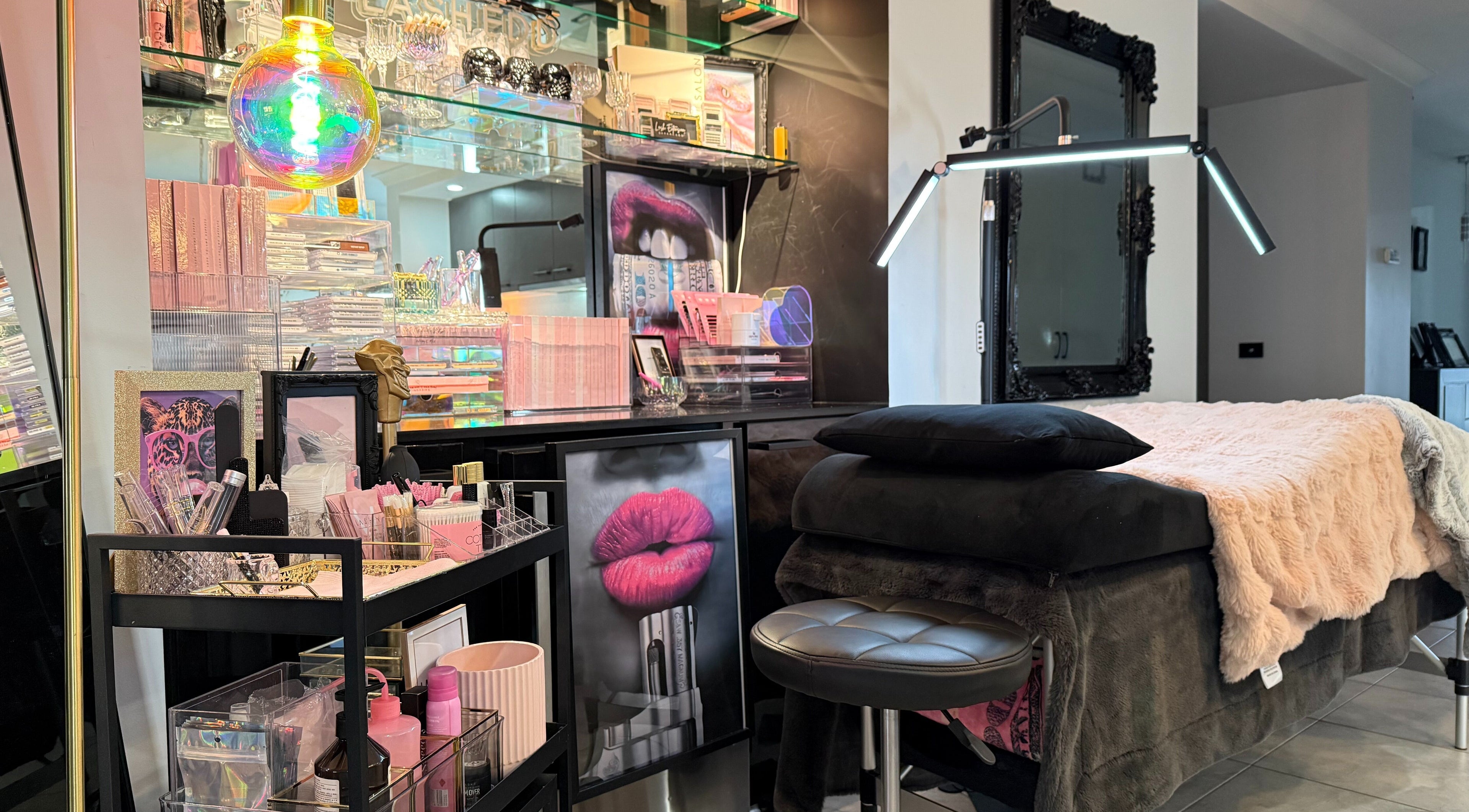Modern beauty setup at LASHEDD in Trafalgar, Victoria, AU featuring stylish decor and makeup station.