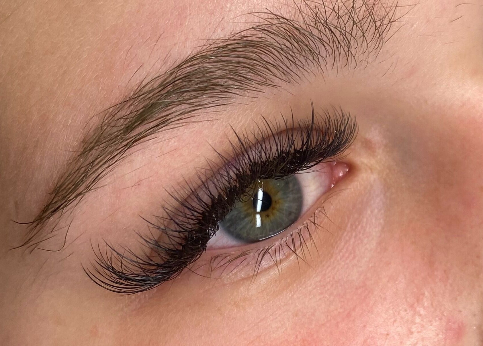 Close-up of expertly applied eyelash extensions at LASHEDD, Trafalgar, Victoria, AU. Gorgeous lash detailing.
