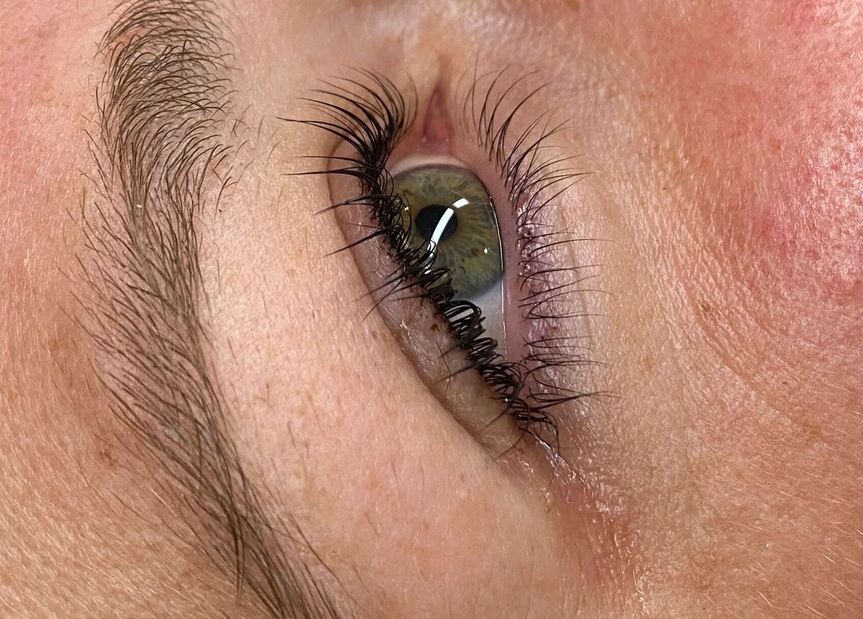Close-up of enhanced eyelashes at LASHEDD, Trafalgar, Victoria, AU. Perfect lash treatment results.