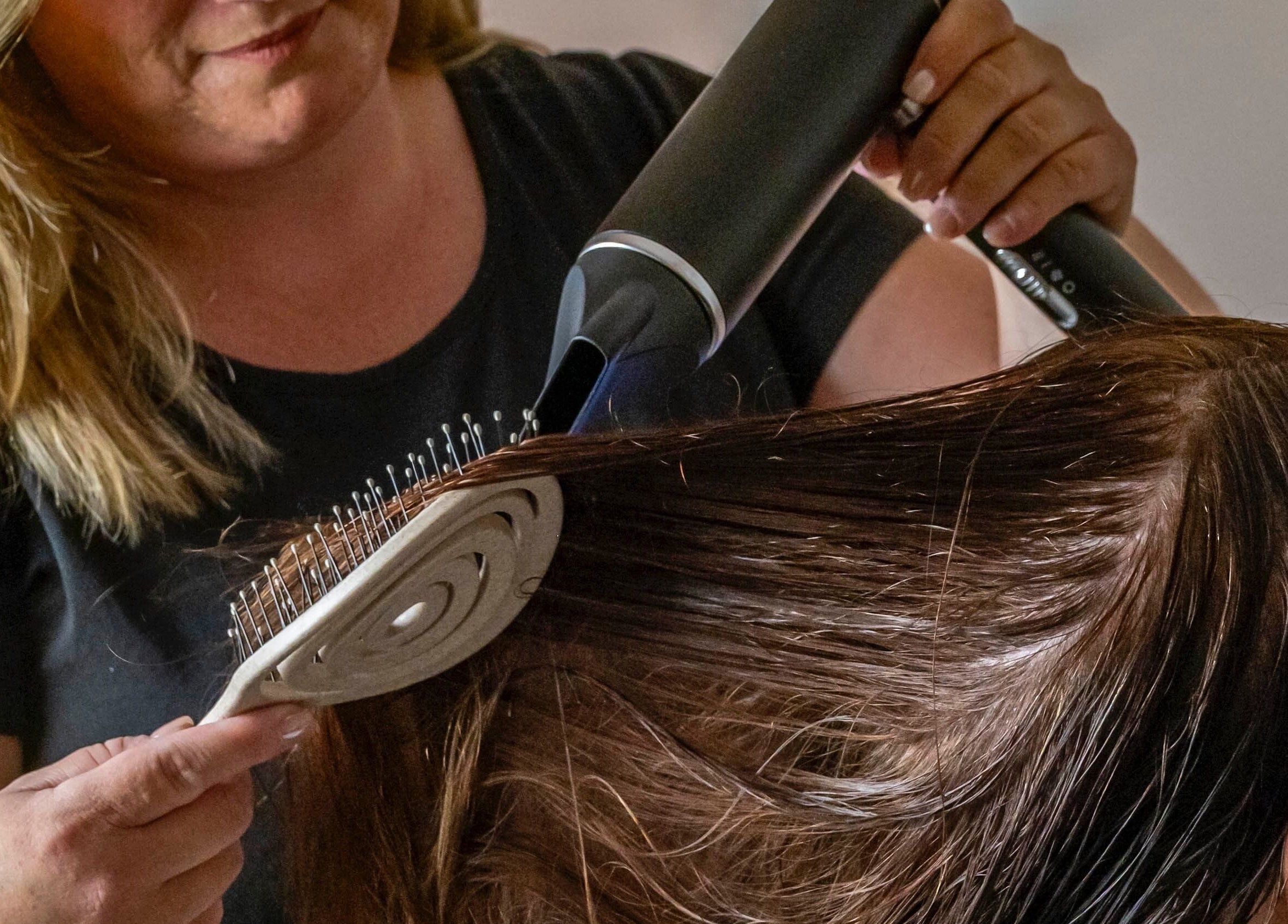Relaxed hair drying at Blossoms Japanese Head Spa, Handforth, England, GB.