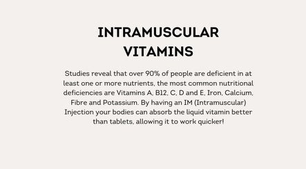 Intramuscular vitamin info at Skinergi, Corby, England, GB. Highlighting nutrient deficiency solutions.