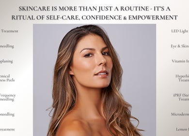 Model showcasing skin treatments at Skinergi, Corby, England, GB, emphasizing self-care and confidence.