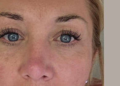 Close-up of elegant lashes after treatment at Skinergi, Corby, England, GB.