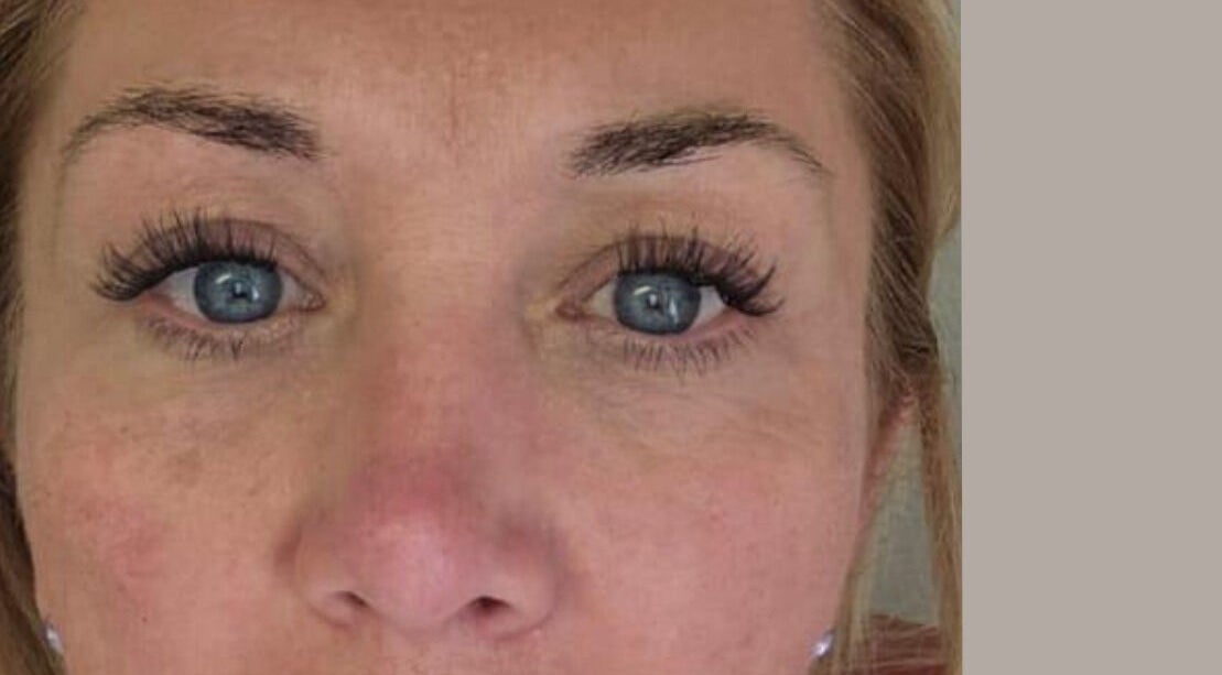 Close-up of elegant lashes after treatment at Skinergi, Corby, England, GB.