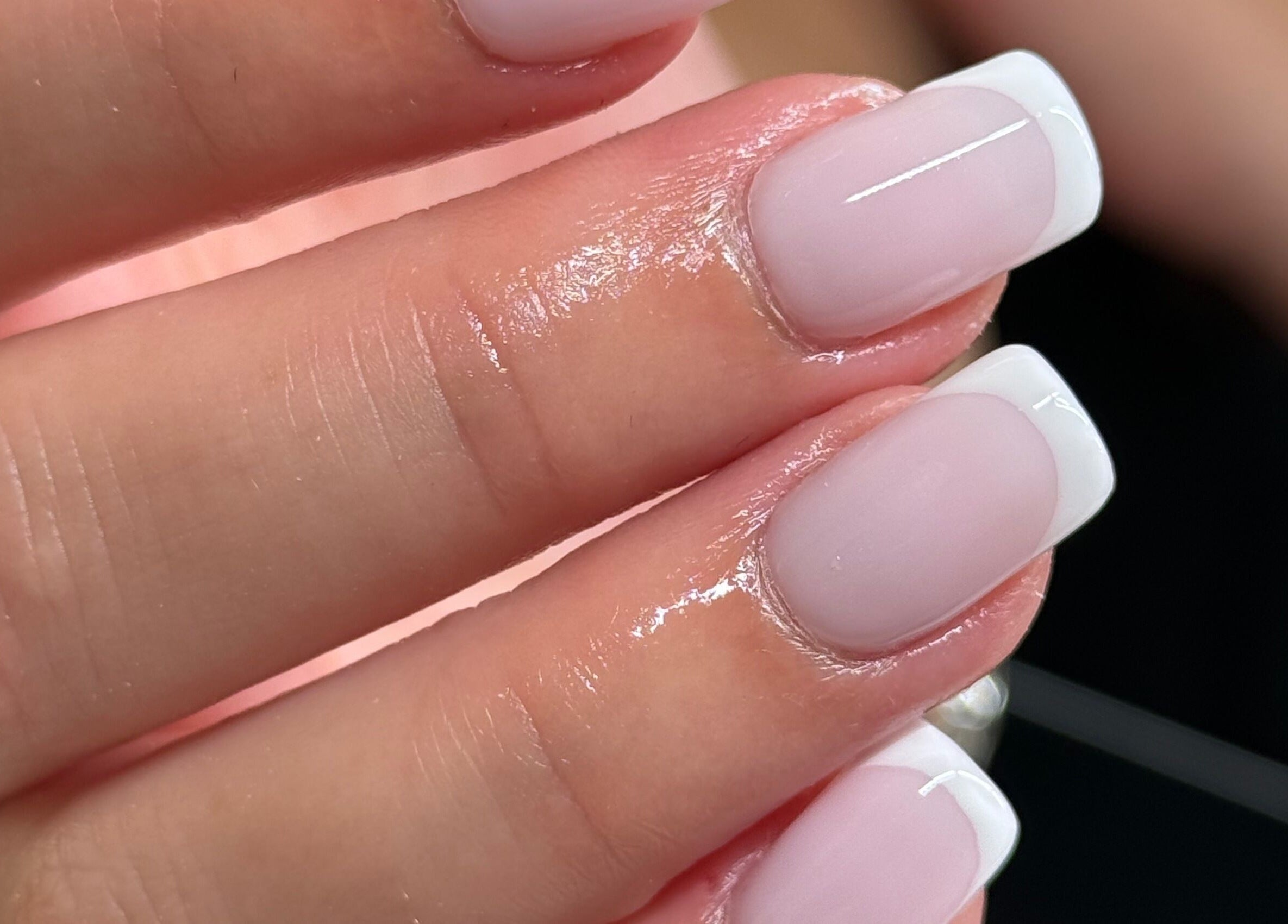 Elegant French manicure nails at HJMNails, Haywards Heath, England, GB.