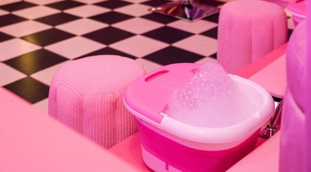 Luxurious pink pedicure station at Kikki & Co Beauty Bar in Cape Town, Western Cape, ZA with a modern vibe.