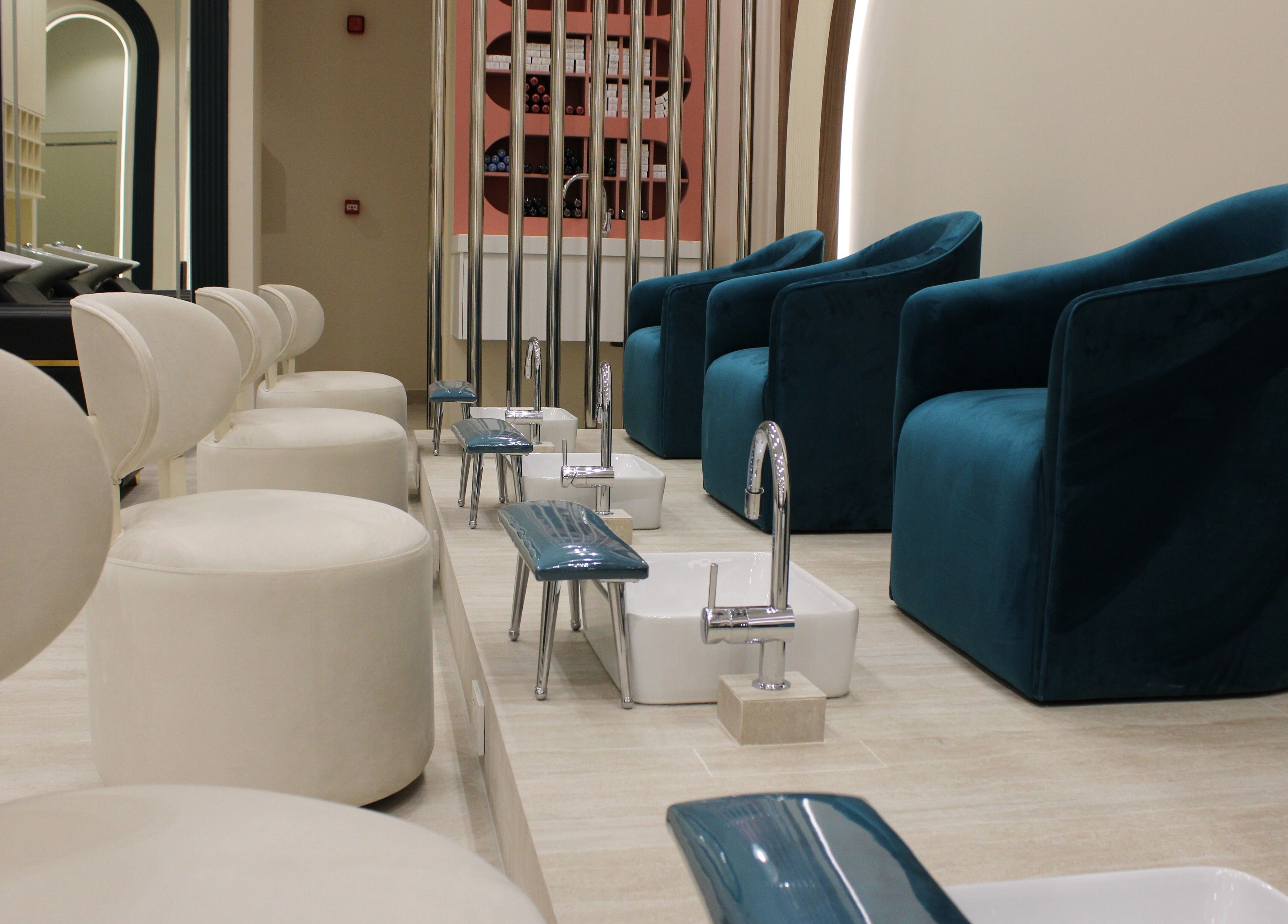 Chic pedicure area with plush chairs at Elysian Salon, Riyadh, Riyadh Province, SA.
