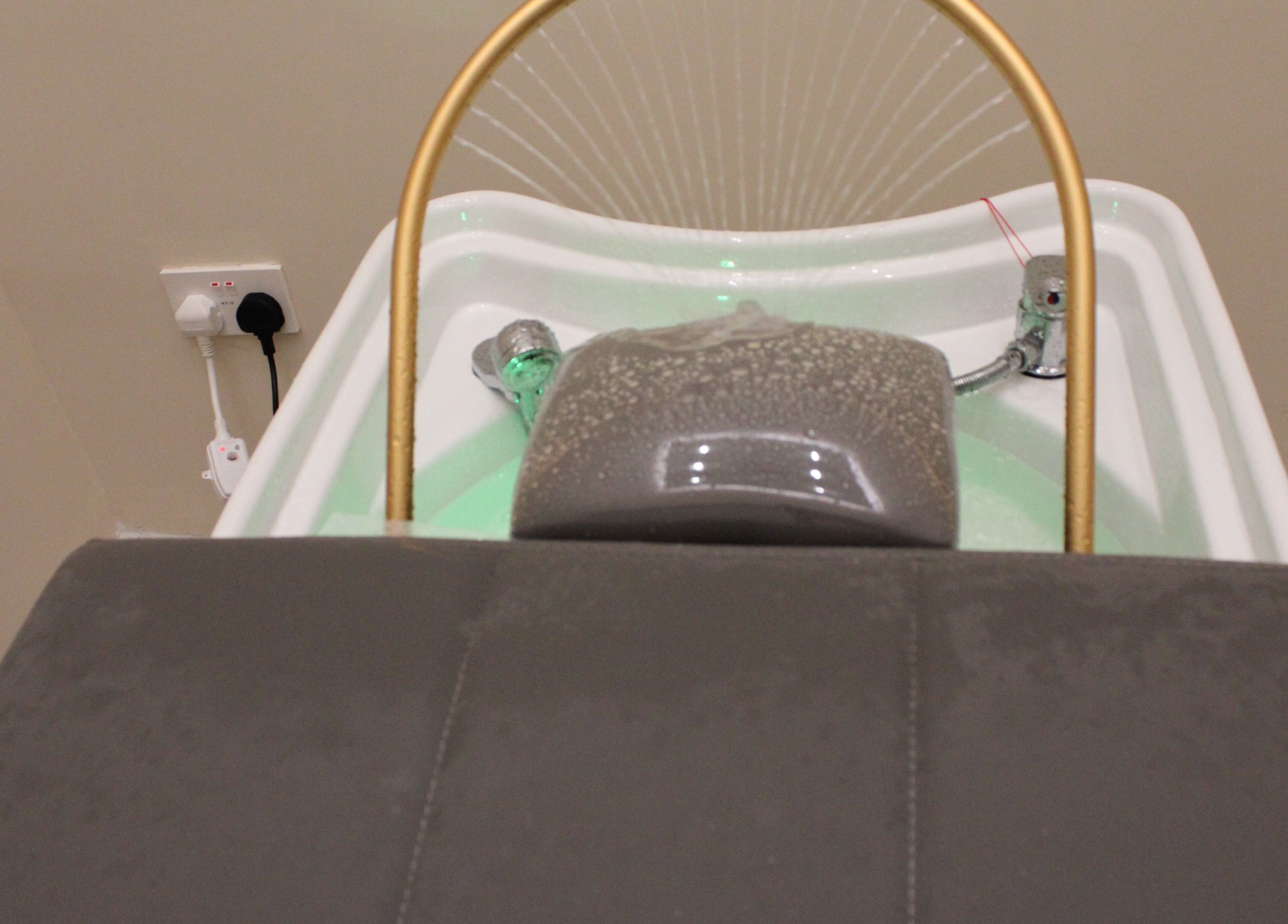 Luxurious spa chair and basin at Elysian Salon, Riyadh, Riyadh Province, SA.