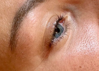 Eyebrow and lashes close-up at Suilean Beauty, Inverness, Scotland, GB, showcasing expert grooming.