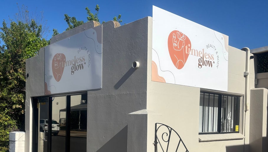 Front signage of Timeless Glow Beauty and Body in Shepparton, Victoria, AU, showcasing its modern exterior.