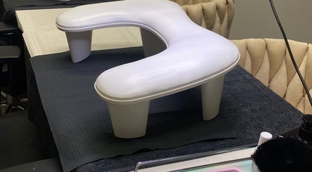 Nail table setup at Biromi Nails & Beauty in Boksburg, Gauteng, ZA, perfect for cozy manicures.