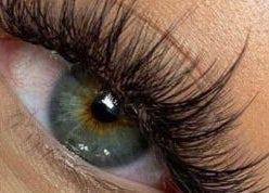 Close-up of eyelash extensions at Biromi Nails & Beauty, Boksburg, Gauteng, ZA showcasing lush, detailed lashes.