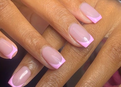 Pink French manicure at Biromi Nails & Beauty, Boksburg, Gauteng, ZA, showcasing elegant nail art design.