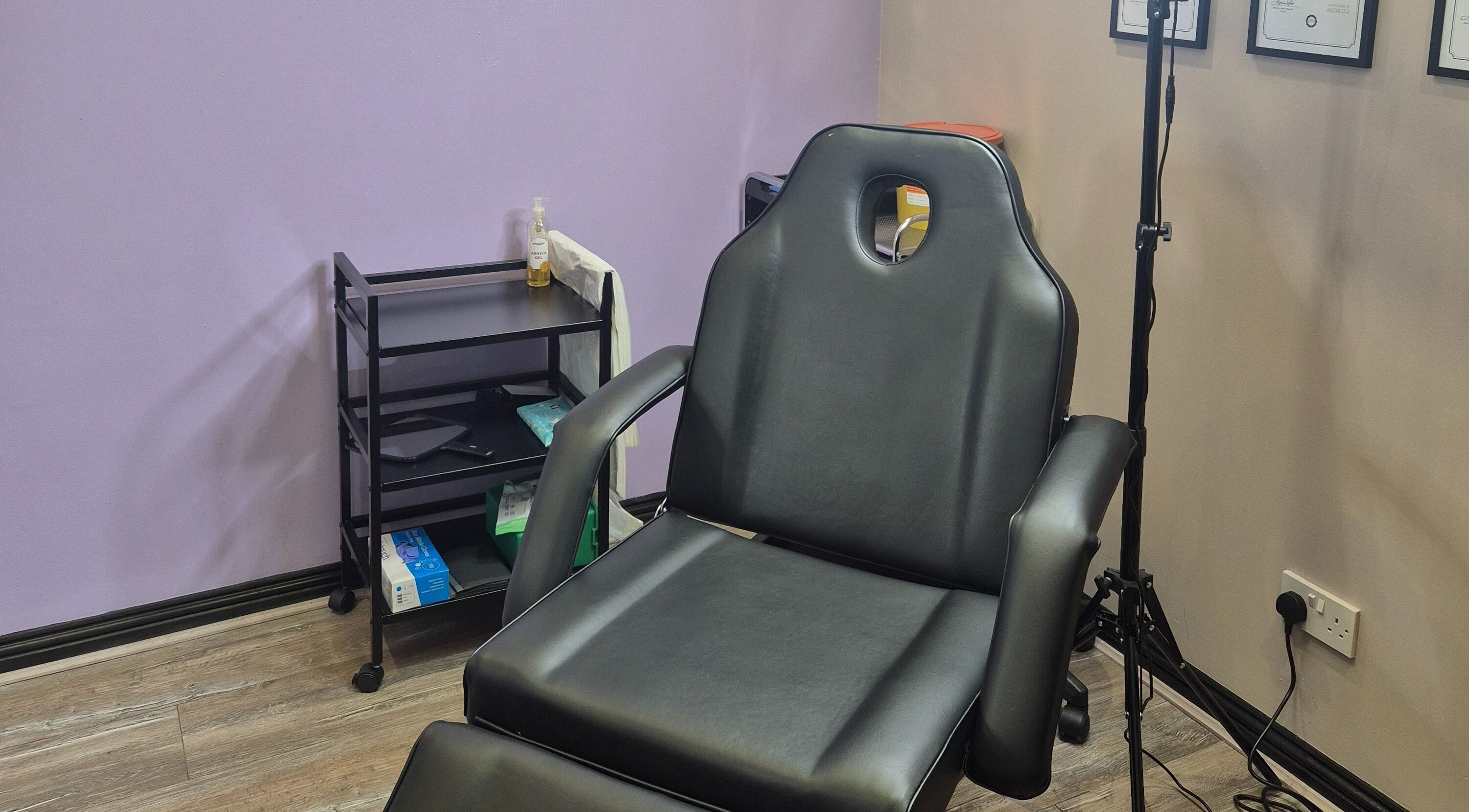 Comfortable treatment chair at Aestheticly Pleasing By Vicki, Rutherglen, Scotland, GB.