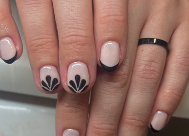 Elegant black and nude manicure at Glam By TAM, Stevenage, England, GB showcasing artful design.