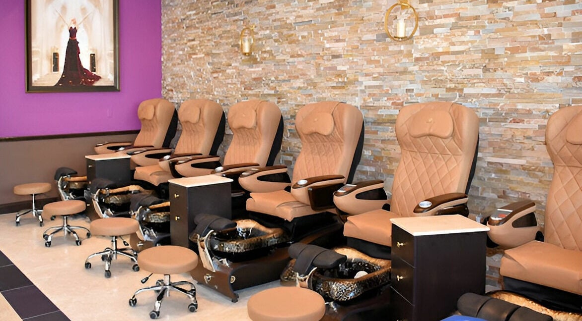 Luxurious pedicure chairs at Venetian Nail Spa, Daytona Beach, Florida, US, offering top-notch relaxation.