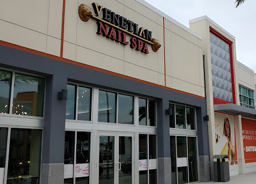 Exterior view of Venetian Nail Spa in Daytona Beach, Florida, US, featuring modern design and welcoming entrance.