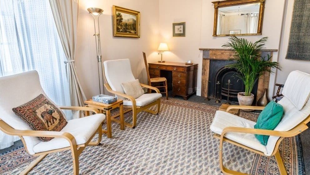 Bryony Noble - The Practice Rooms in Cardiff, Wales, GB, featuring a tranquil seating area.