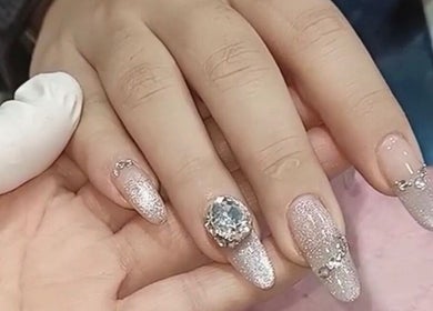 Sparkling nail art at My Beauty & Nails & Massage, Eynesbury, England, GB.
