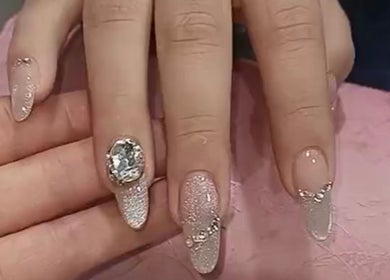 Intricate decorative nails at My Beauty & Nails & Massage, Eynesbury, England, GB.