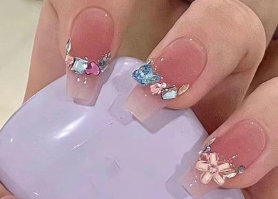 Elegant manicure with gemstones at My Beauty & Nails & Massage, Eynesbury, England, GB.