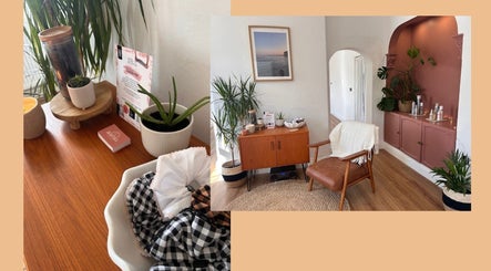 Cozy decor at Mantra, Leeds, England, GB, featuring plants, wooden furniture, and beauty products.