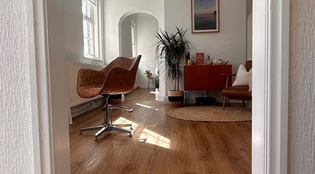 Relaxing salon chair and decor at Mantra, a beauty venue in Leeds, England, GB.