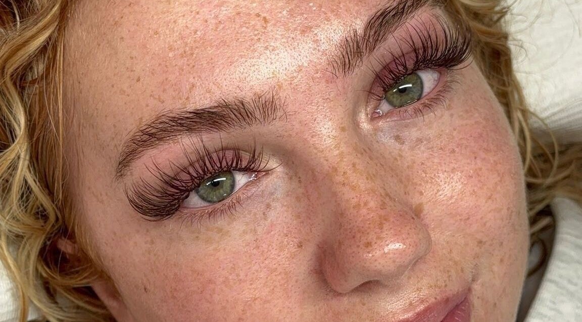 Close-up of eyelash extensions at The Cabin Surrey in Lower Kingswood, England, GB.