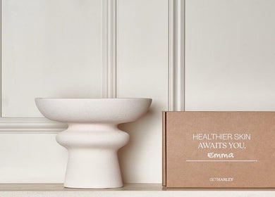 Elegant ceramic vase and skincare box at Pure Esthetics, Chester, England, GB.